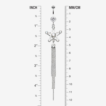 Detail View 1 of Bright Points Star Belly Button Ring-Clear Gem